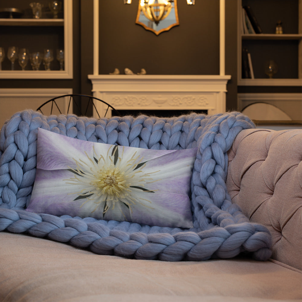 Purple Clematis Premium Pillow with Light Purple Back