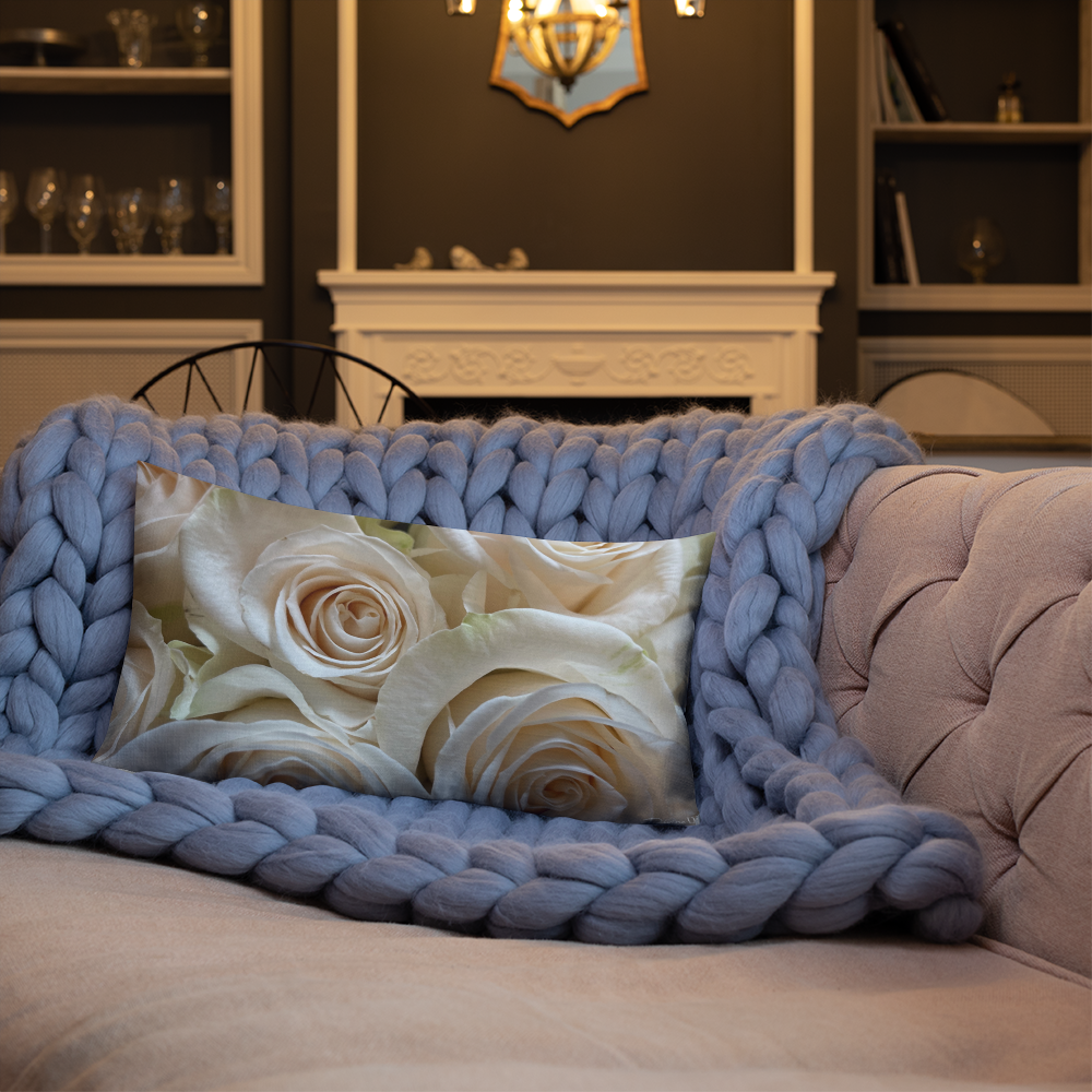 White Roses Premium Pillow with White Back