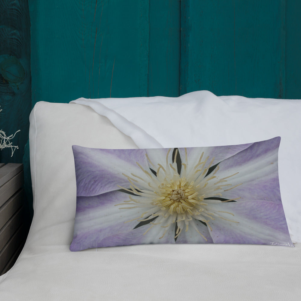 Purple Clematis Premium Pillow with Light Purple Back