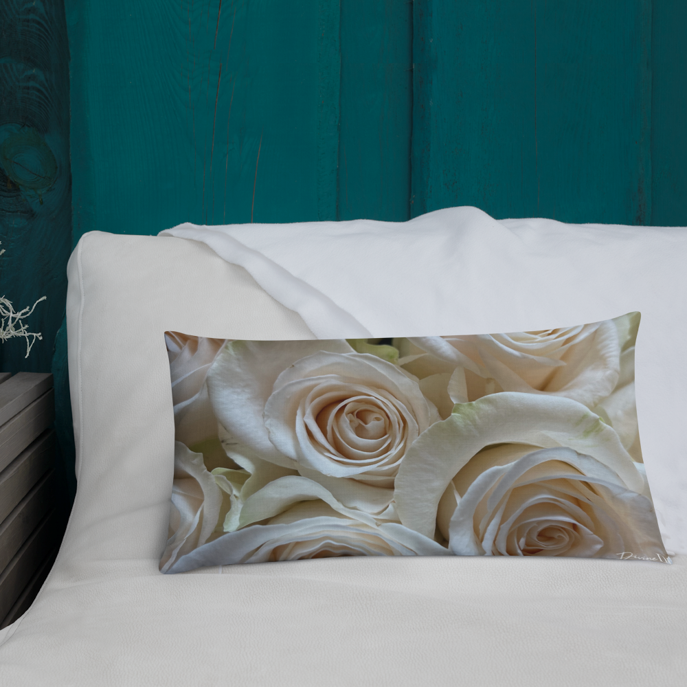 White Roses Premium Pillow with White Back