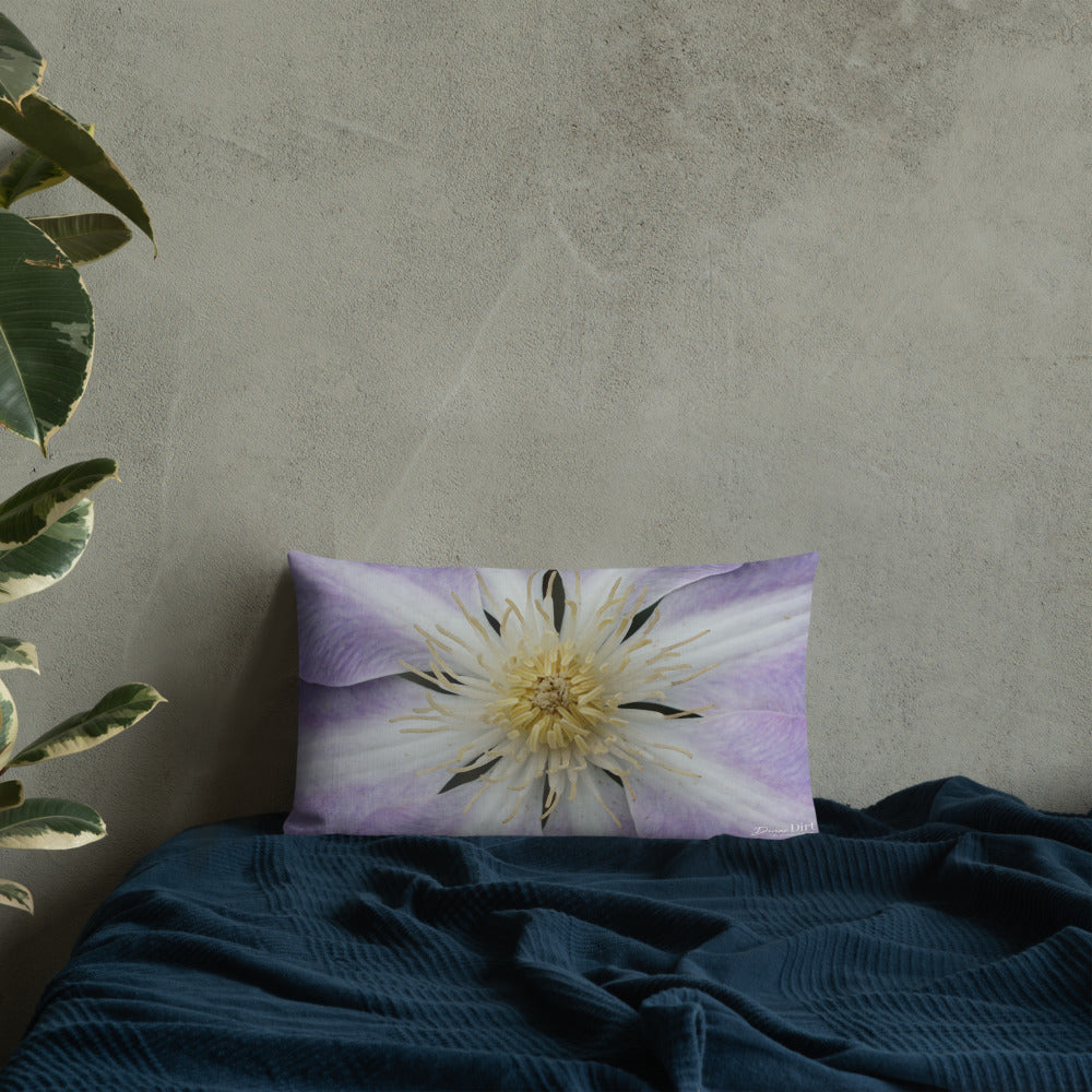 Purple Clematis Premium Pillow with Light Purple Back
