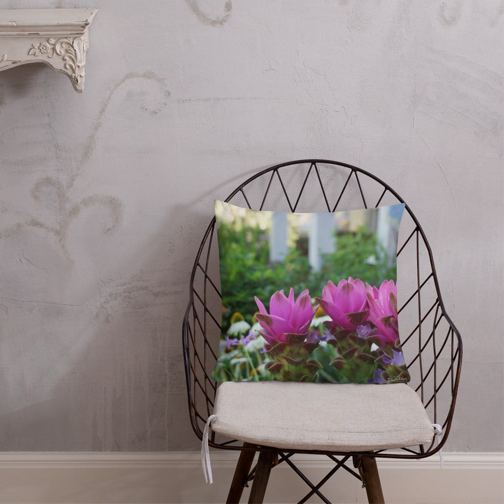 Siam Tulips Premium Pillow with White Back