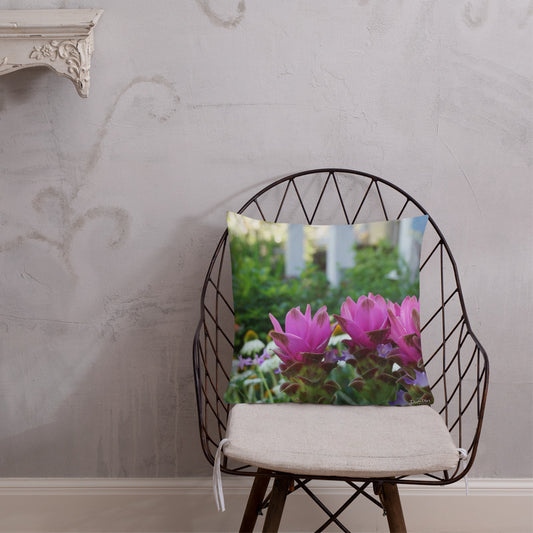 Siam Tulips Premium Pillow with White Back