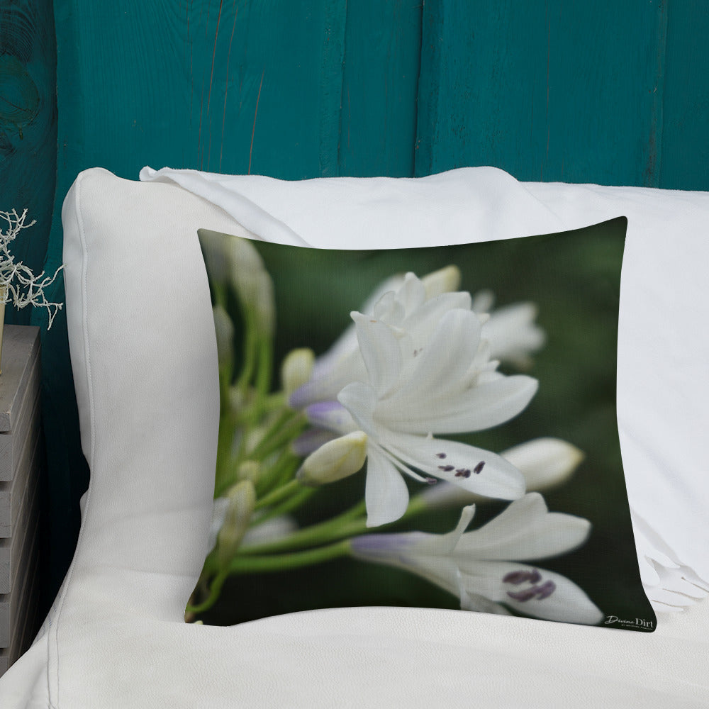 Agapanthus 'Indigo Frost' Premium Pillow with White Back