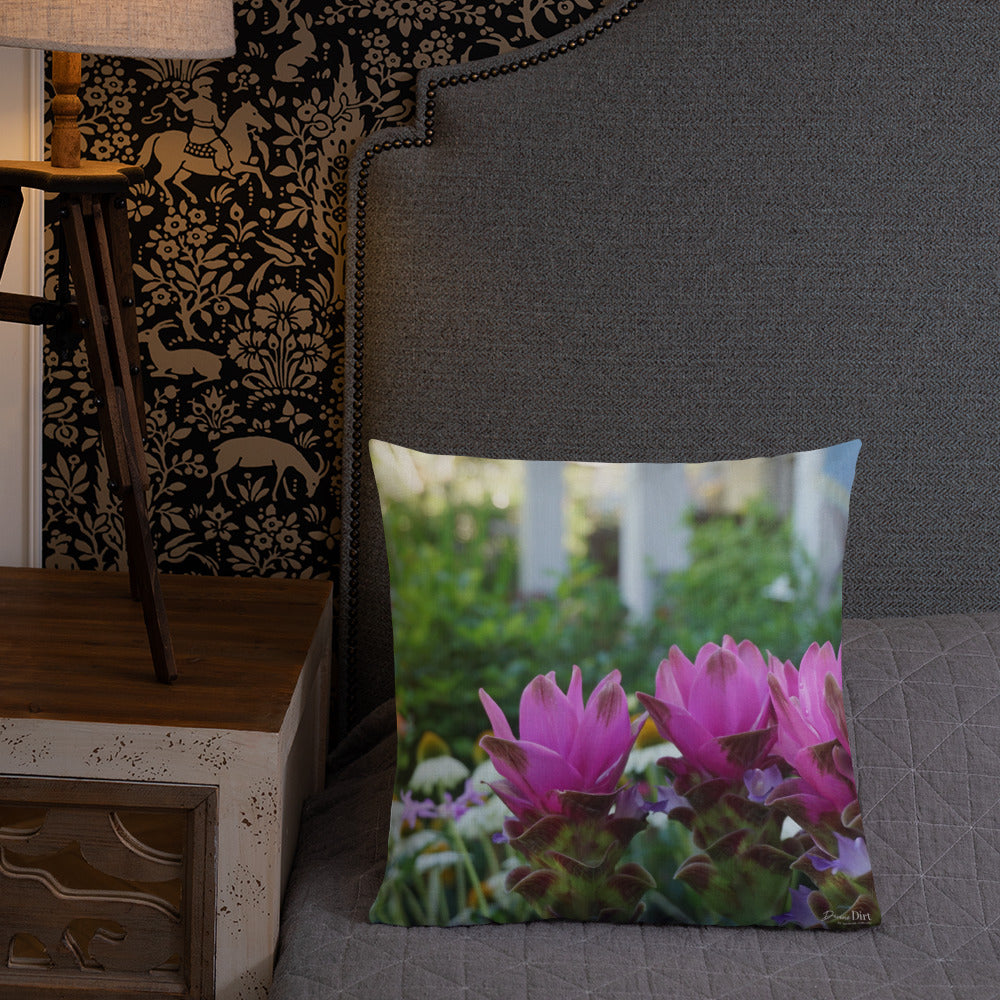 Siam Tulips Premium Pillow with White Back