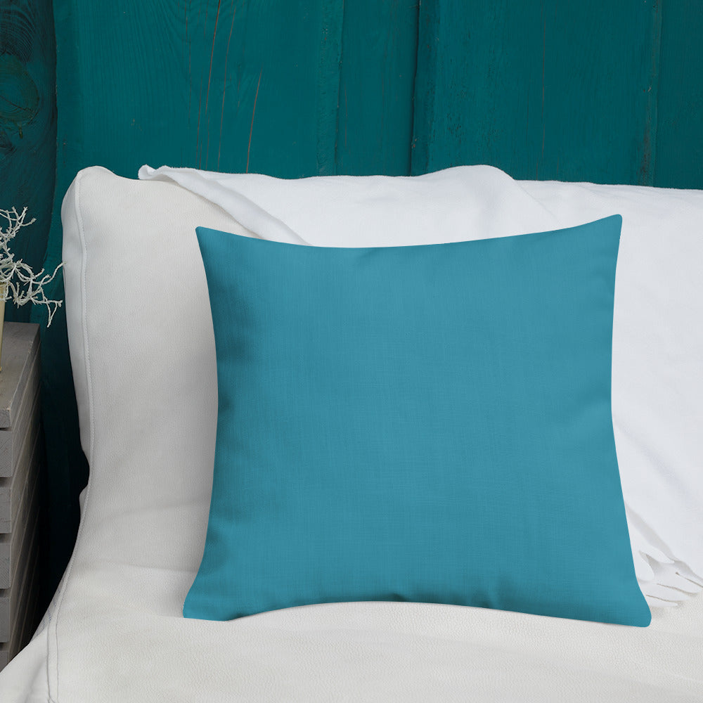 Yellow Kalanchoe Premium Pillow with Teal Back