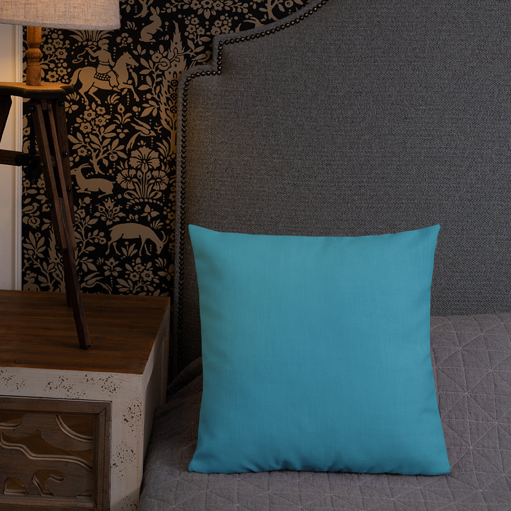 Yellow Kalanchoe Premium Pillow with Teal Back