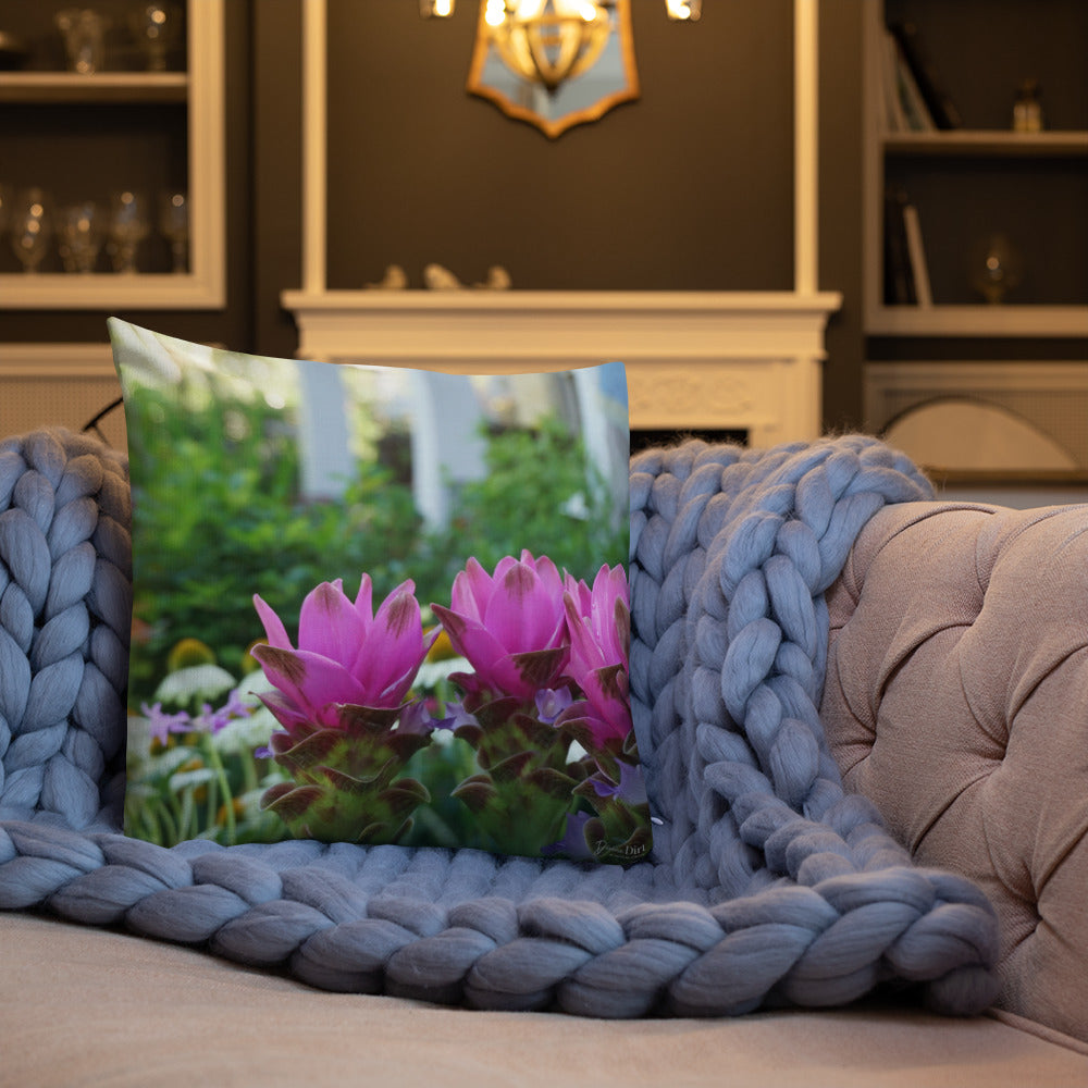 Siam Tulips Premium Pillow with White Back