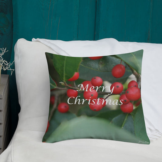 Merry Christmas  Premium Pillow with Red Back