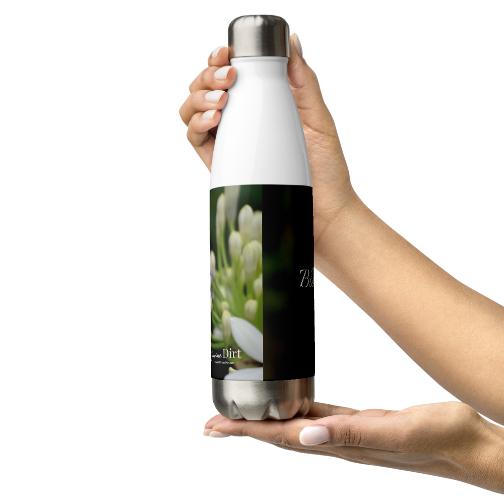 White Agapanthus Stainless Steel Water Bottle 'Blessings'