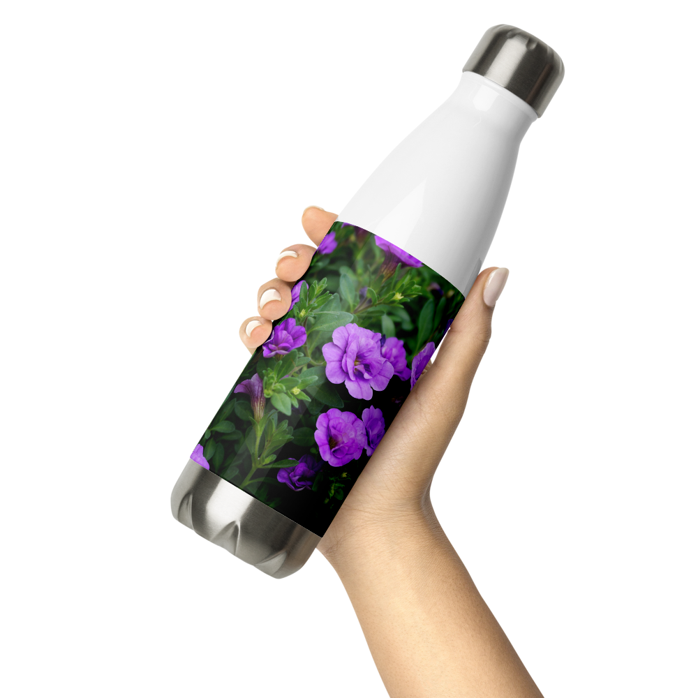 Purple Petunias Stainless Steel Water Bottle