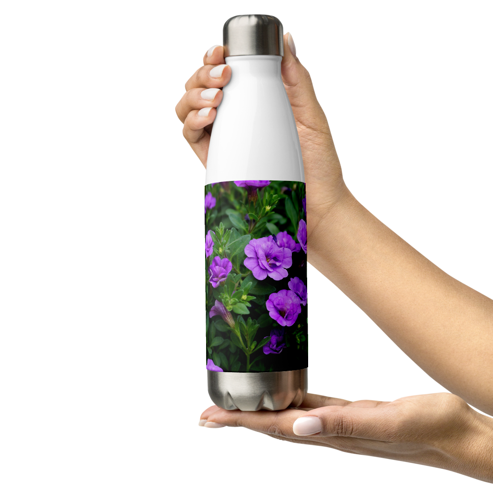 Purple Petunias Stainless Steel Water Bottle