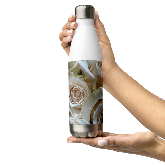 White Roses Stainless Steel Water Bottle