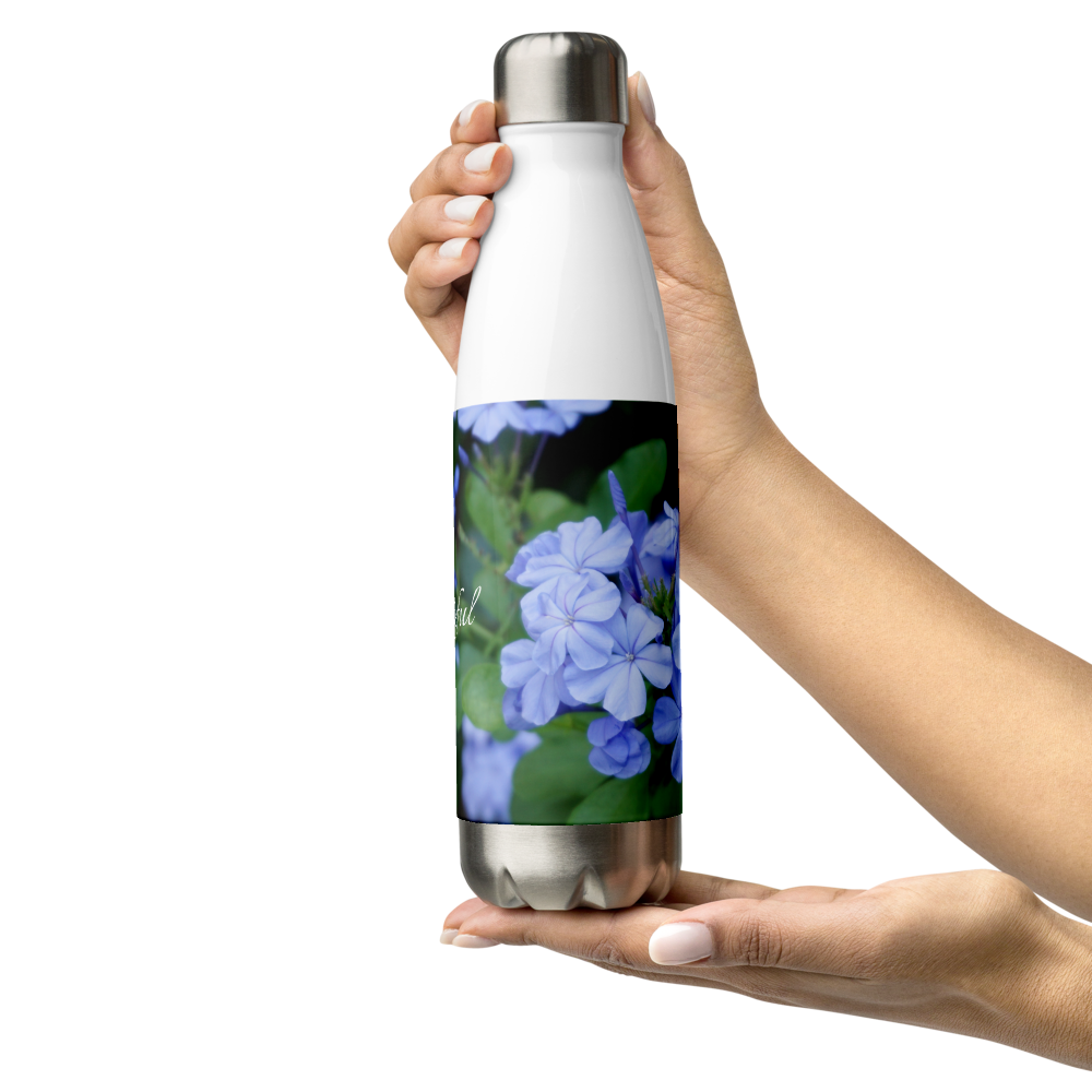 Blue Plumbago 'Grateful' Stainless Steel Water Bottle