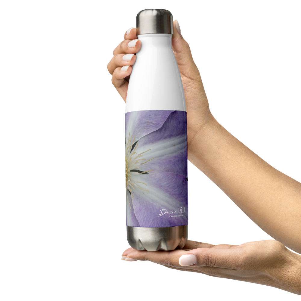 Purple Clematis Stainless Steel Water Bottle