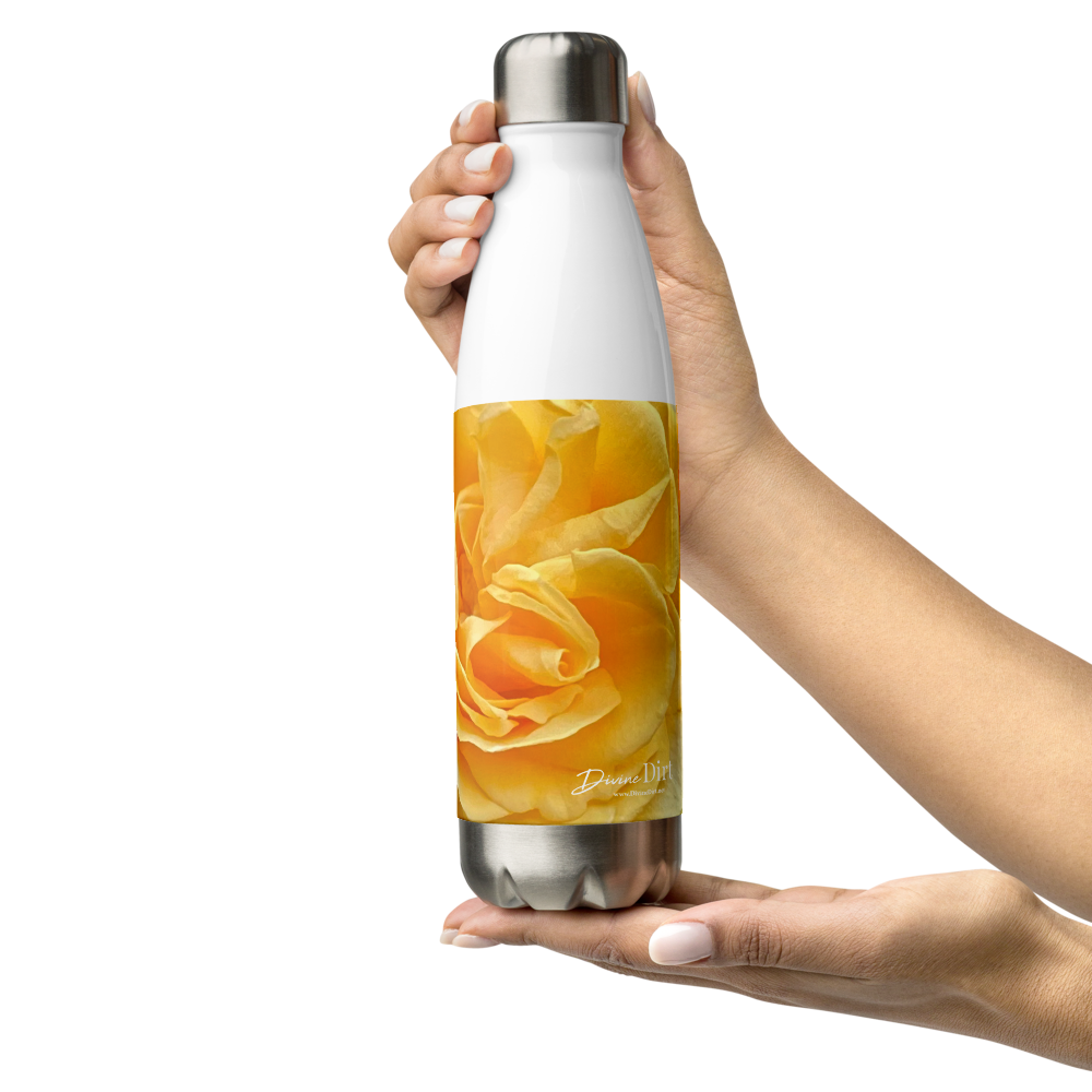 Yellow Rose Stainless Steel Water Bottle