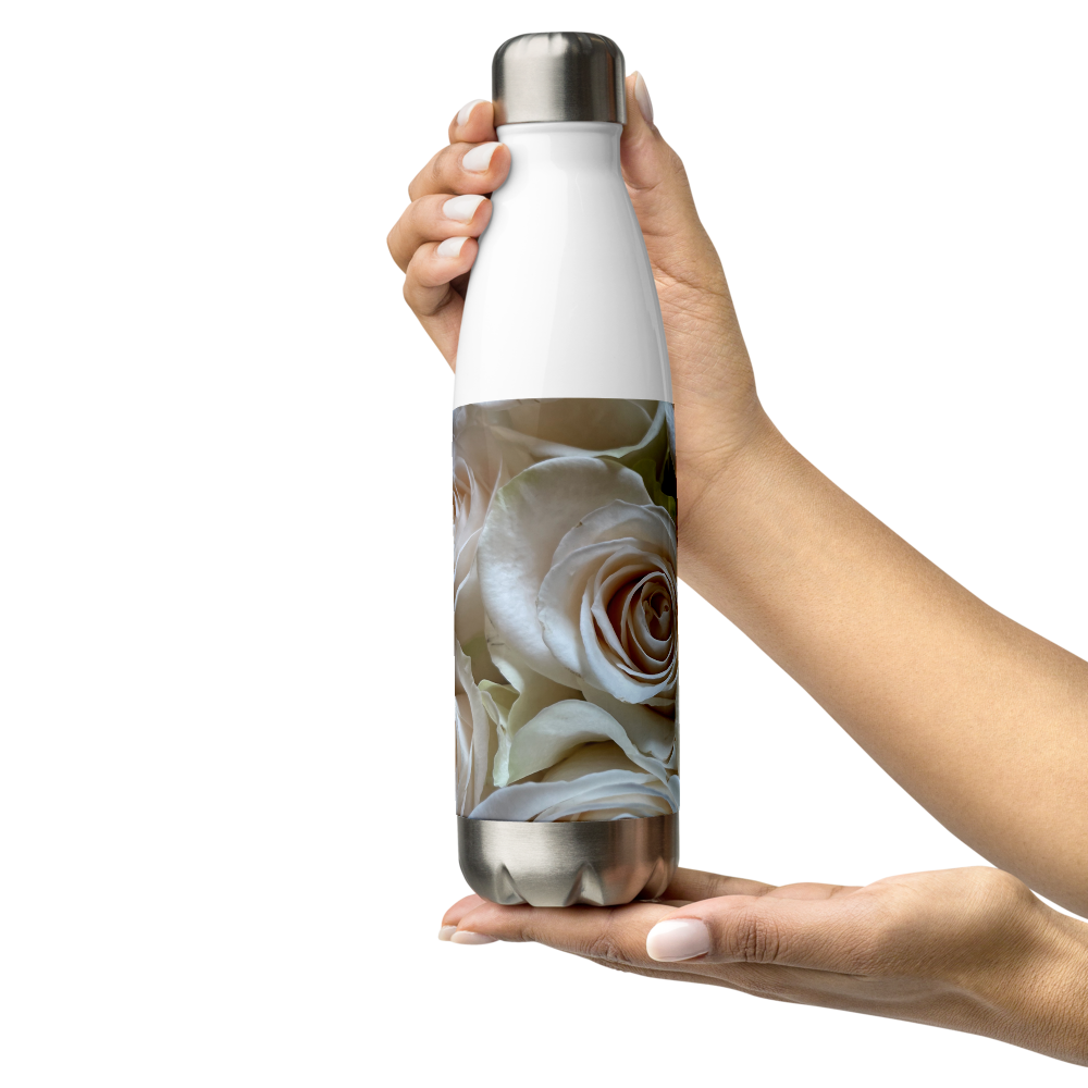 White Roses Stainless Steel Water Bottle