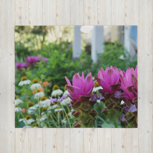 Siam Tulips Throw Blanket.  "Hanging out on the porch"