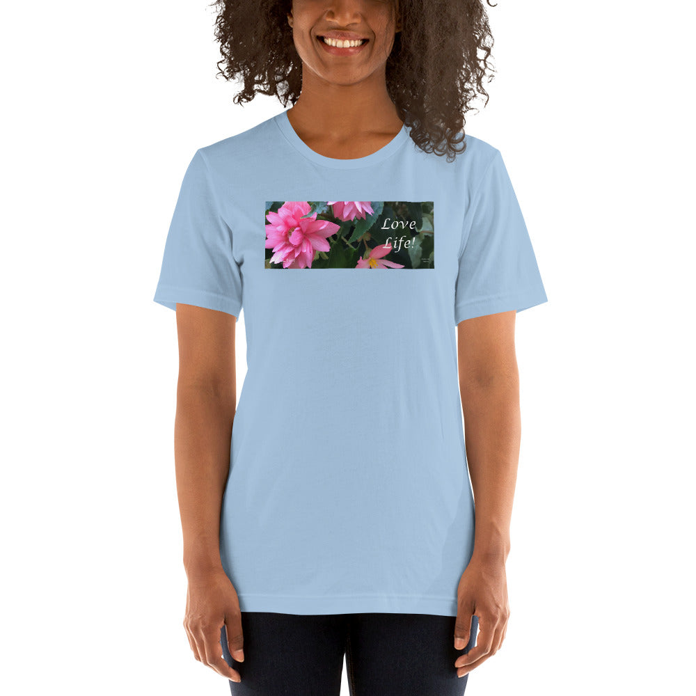 Love Life!  Funky Pink Begonia Short-Sleeve T-Shirt