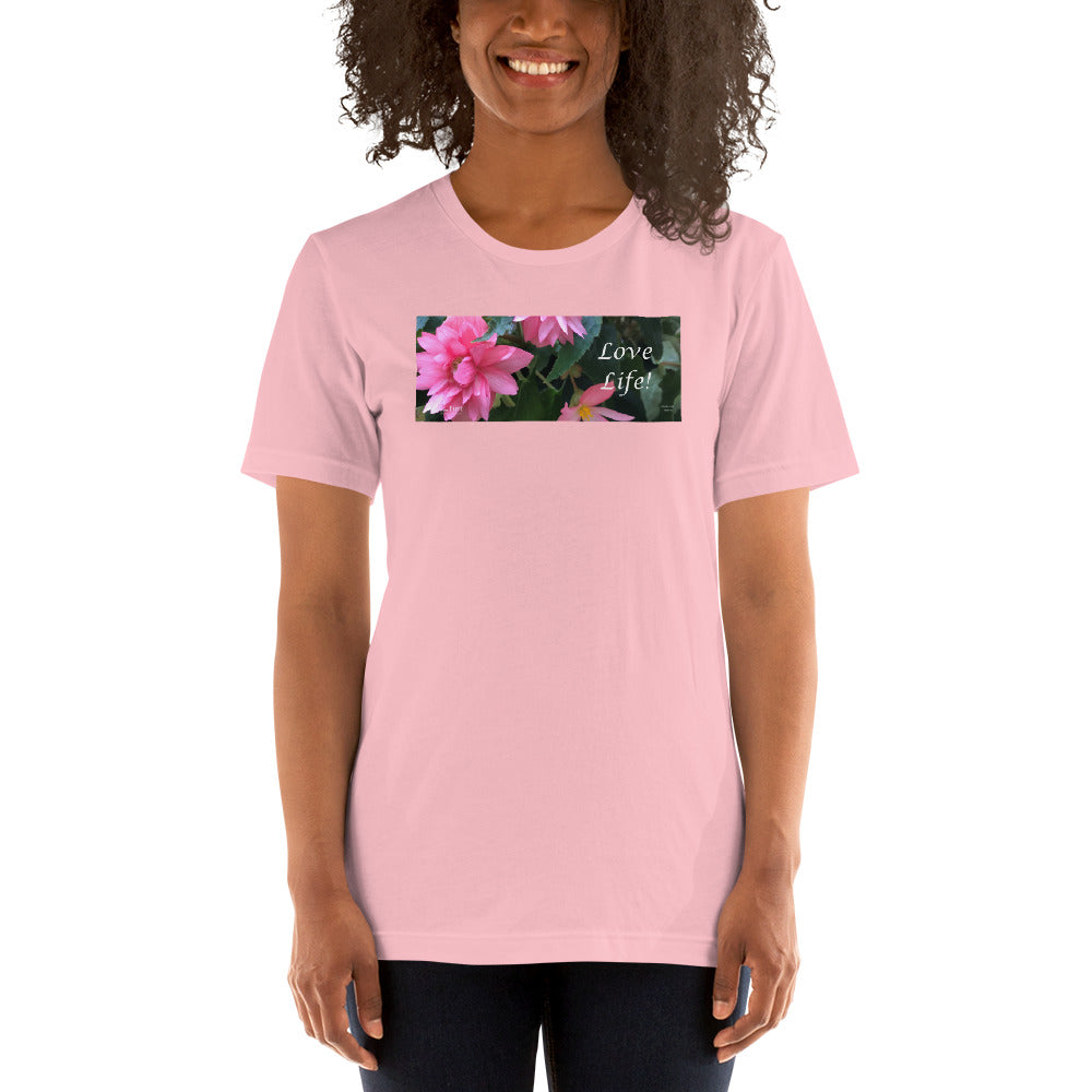 Love Life!  Funky Pink Begonia Short-Sleeve T-Shirt