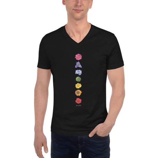7 Energy Centers_Unisex Short Sleeve V-Neck T-Shirt_Black