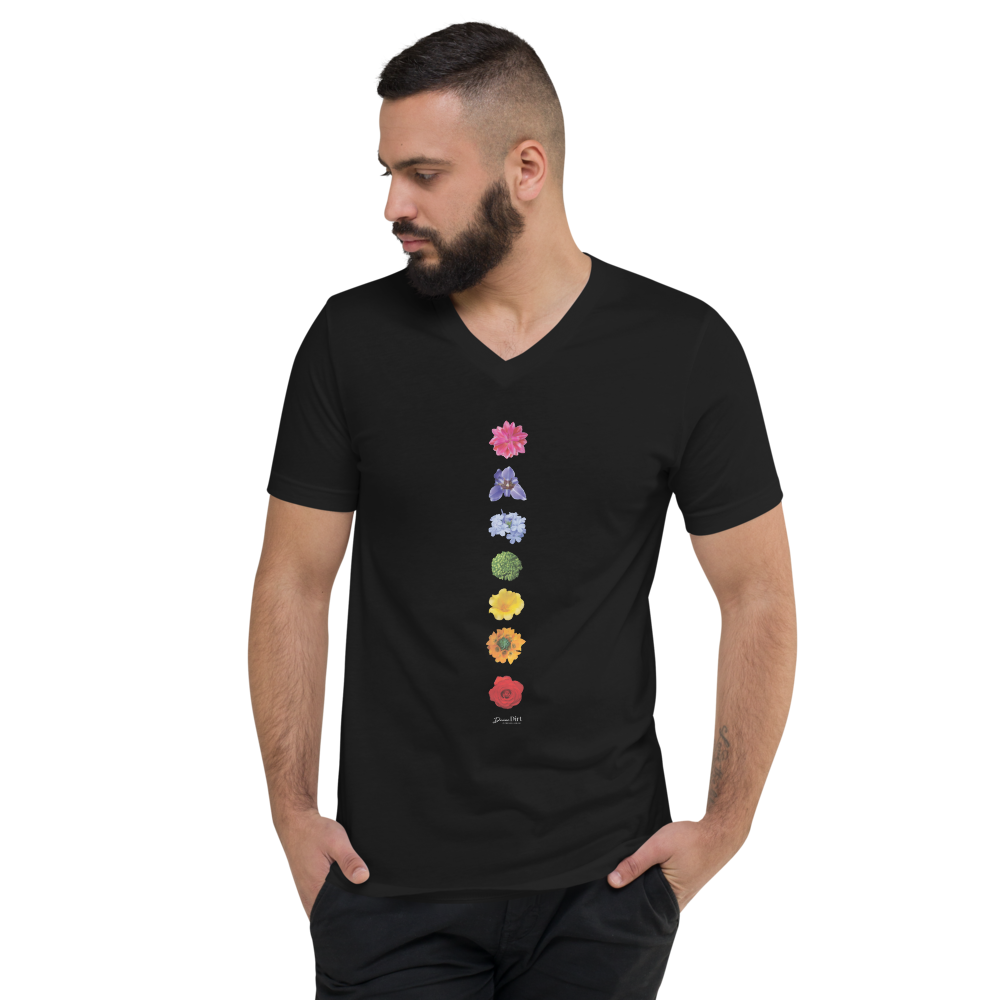 Black V Neck Unisex Short Sleeve