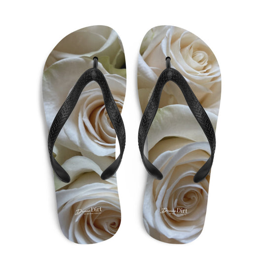 White Roses Flip-Flops.  'Enjoy the Unfolding of Life'